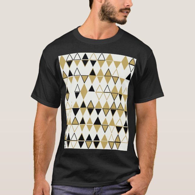 Färgad, geometrisk abstrakt mönster t shirt (Framsida)