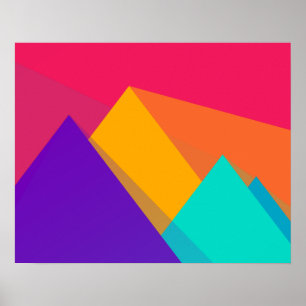Färgad Geometriska trianglar och pyramider Poster