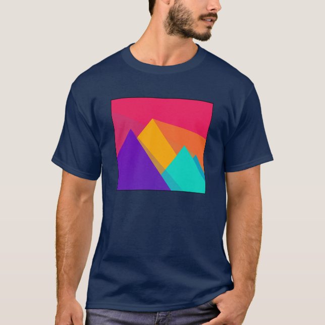 Färgad Geometriska trianglar och pyramider T Shirt (Framsida)