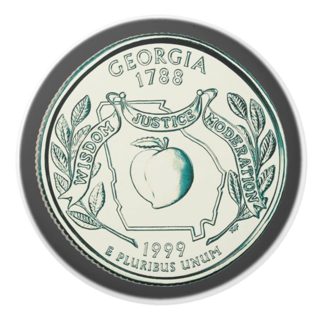 Färgad Georgia State Quarter Design  Knopp (Framsidan)