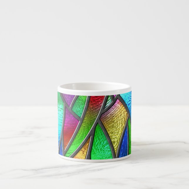Färgad Glass Mönster 3D Struktur Espressomugg (Framsidan)