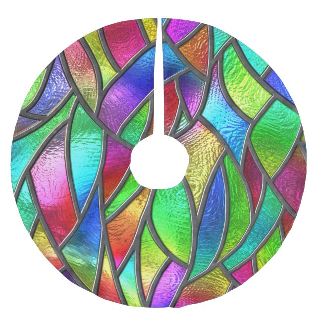 Färgad Glass Mönster 3D Struktur Julgransmatta Borstad Polyester (Framsidan)