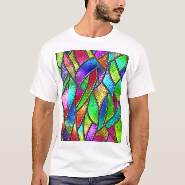 Färgad Glass Mönster 3D Struktur T Shirt (Framsida)