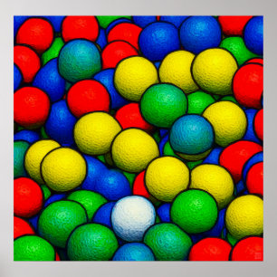 Färgad Golf Bollar - Art på Kanvastryck Poster