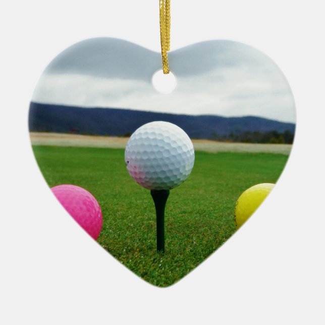 Färgad Golf Bollar, bergsgaranti Julgransprydnad Keramik (Framsidan)