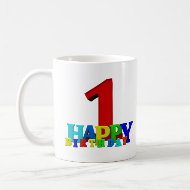 Färgad Grattis på födelsedagen Typografi Baby Kaffemugg (Vänster)