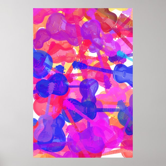 Färgad Guitar Collage Poster (Framsidan)