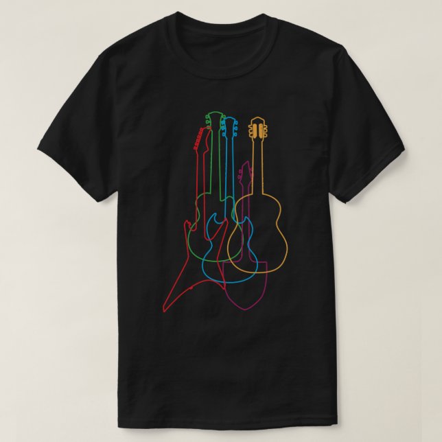 Färgad Guitars Electric Acoustic Classic Giftee T Shirt (Design framsida)