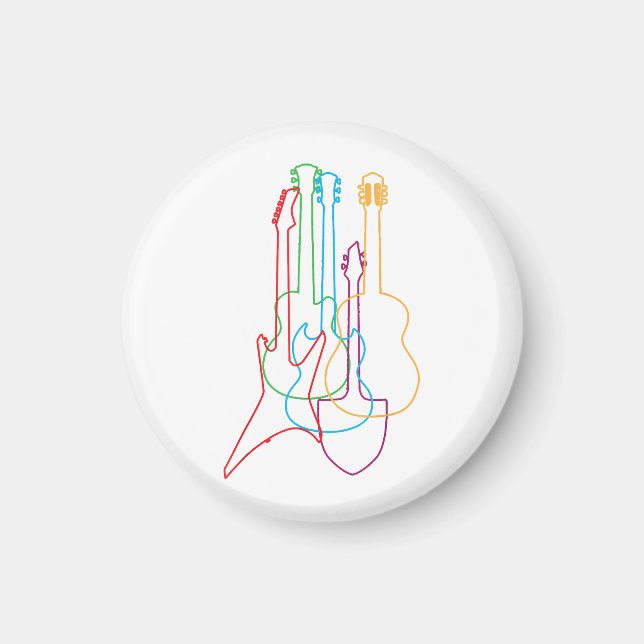 Färgad Guitars Electrical Acoustic Classic Gift Magnet (Framsidan)