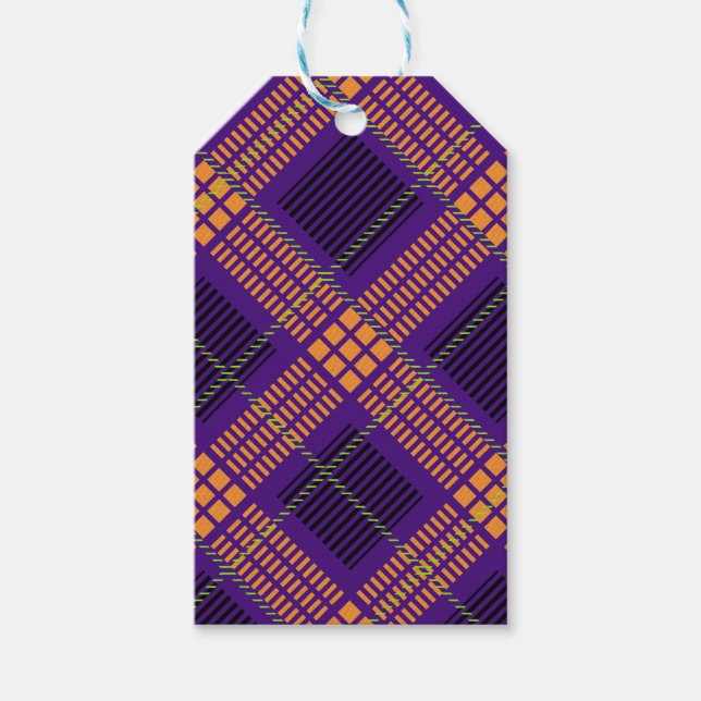 FÄRGAD HALLOWEEN PLAID MÖNSTER PRESENTETIKETT (Framsidan)