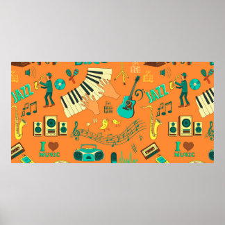 Färgad-hand-musik mönster poster