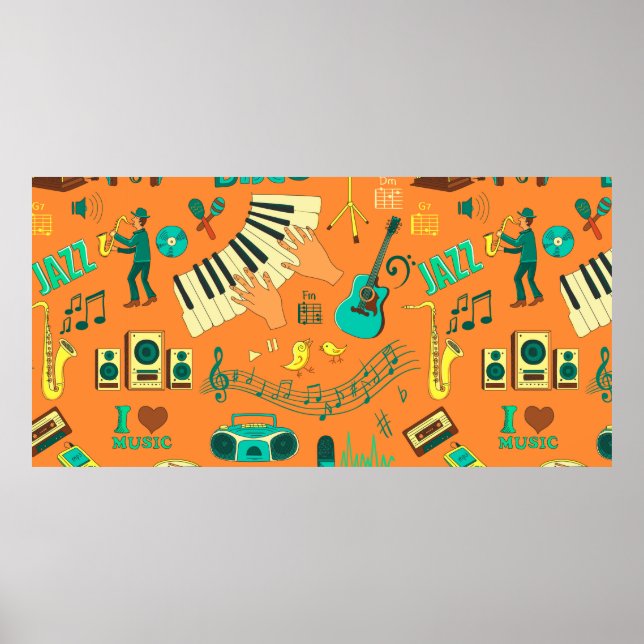 Färgad-hand-musik mönster poster (Framsidan)