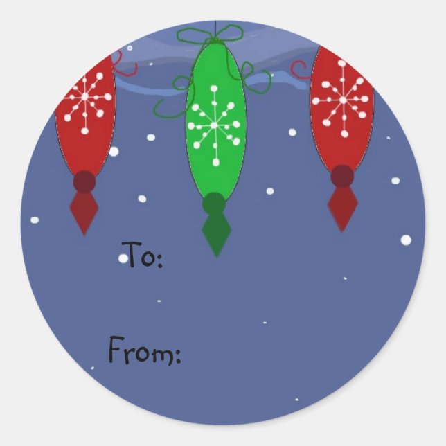 Färgad Hanging Baubles Runt Klistermärke (Framsida)