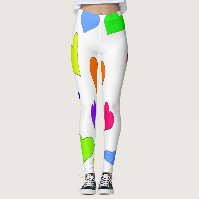 Färgad Hearts Leggings (Framsida)
