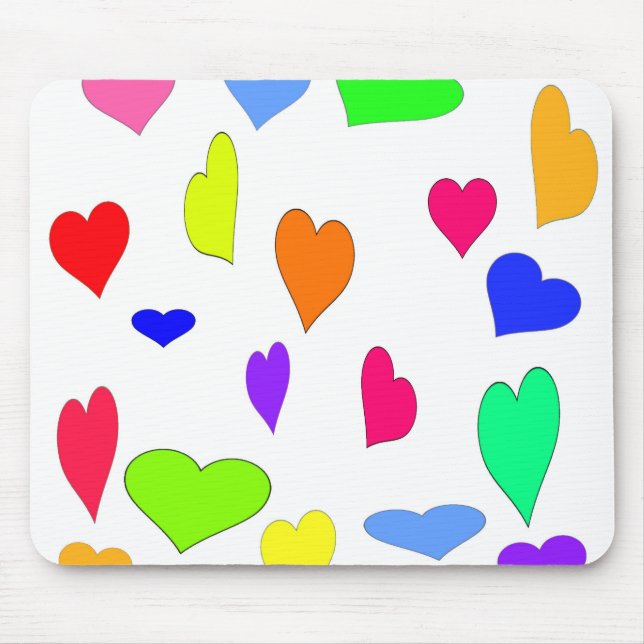 Färgad Hearts Mousepad Musmatta (Framsidan)