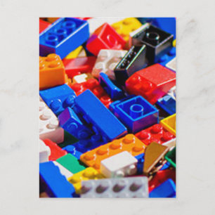 Färgad hög med lego-klossar vykort