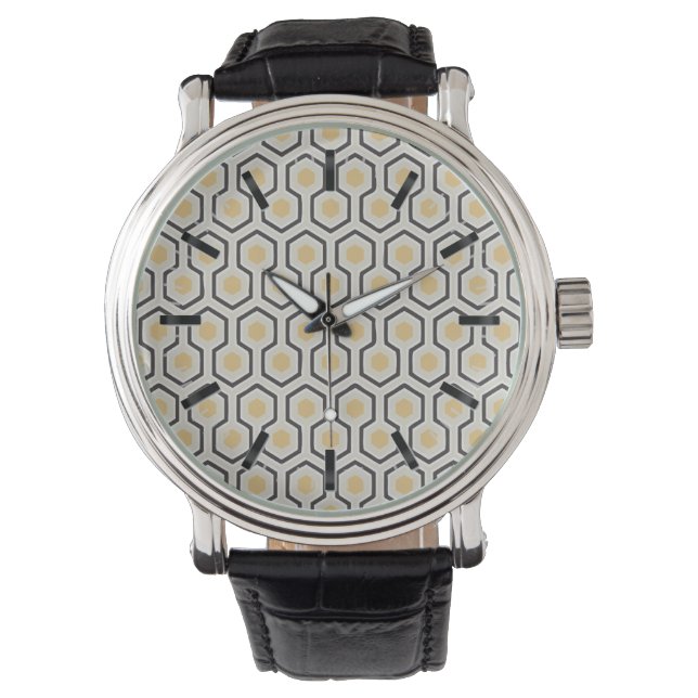 Färgad Honeycomb Grid Mönster Armbandsur (Framsida)