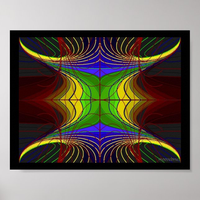 Färgad Horn Flower Linjer på Slate Poster (Framsidan)