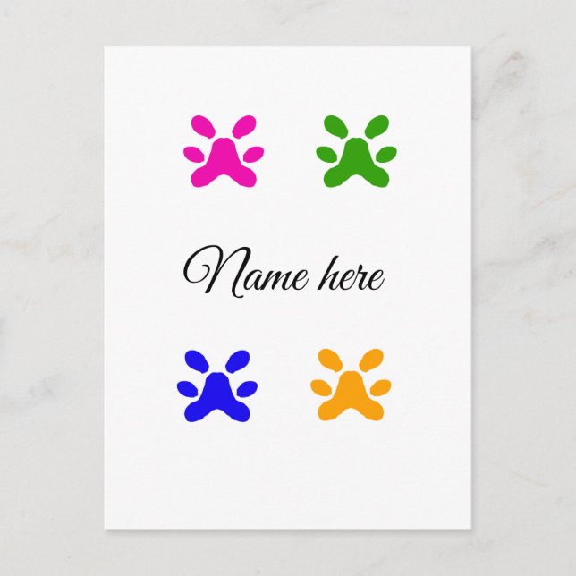 Färgad hundkula husdjur lägg till namn text djurku vykort (Framsida)