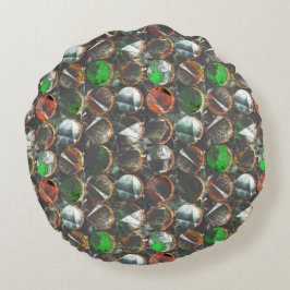 FÄRGAD i MÖRK STRUKTUR Rund Kudde