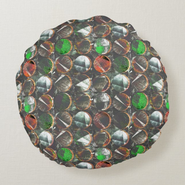 FÄRGAD i MÖRK STRUKTUR Rund Kudde (Baksidan)