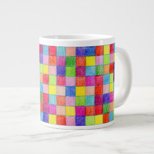 Färgad i Pappra diagramfyrkanter Jumbo Mugg
