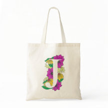 Färgad "J" Design Tote Bag