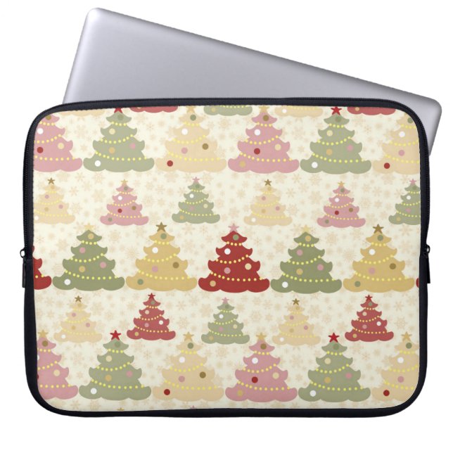 Färgad Julgran Laptop Fodral (Framsidan)