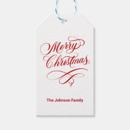 Färgad kalligrafi God jul White Presentetikett