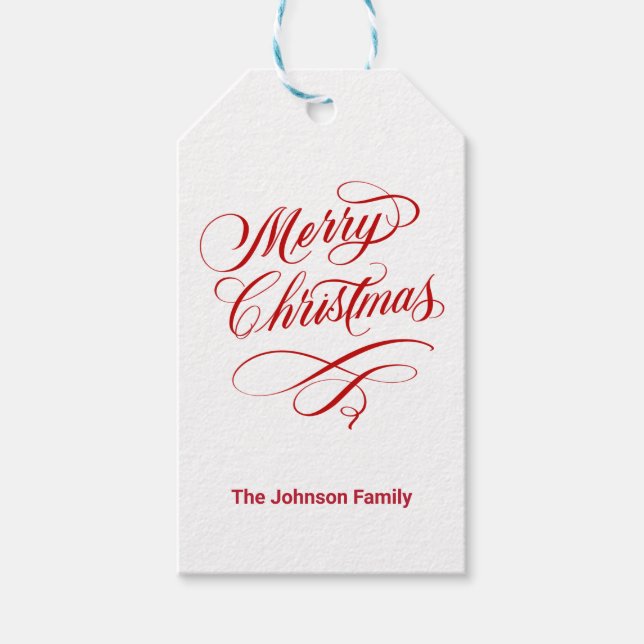 Färgad kalligrafi God jul White Presentetikett (Framsidan)