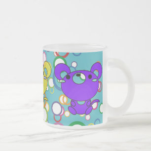 Färgad Kittys på cirklar Frosted Glass Mugg