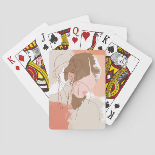 Färgad kontur av Female Porträtt Casinokort