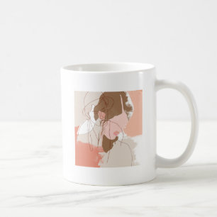 Färgad kontur av Female Porträtt Kaffemugg