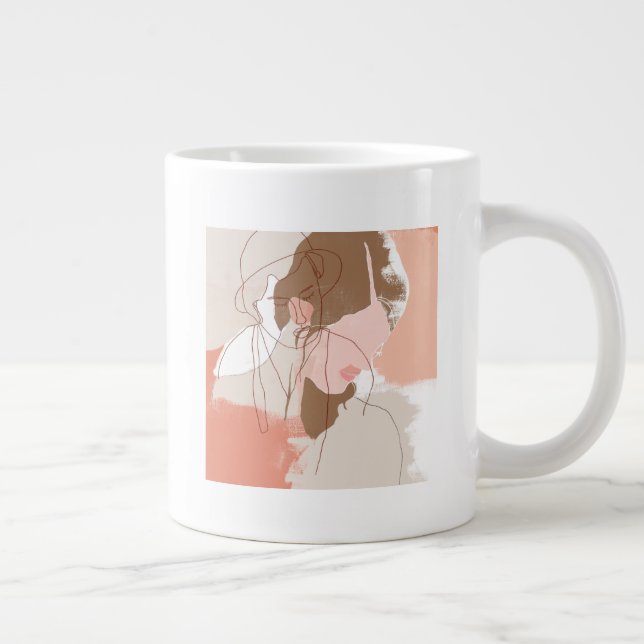 Färgad kontur, Female Porträtt Jumbo Mugg (Höger)