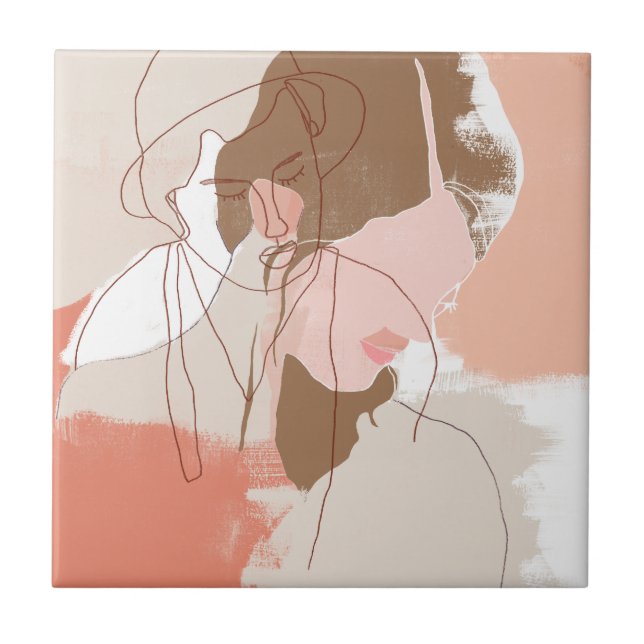 Färgad kontur, Female Porträtt Kakelplatta (Framsidan)