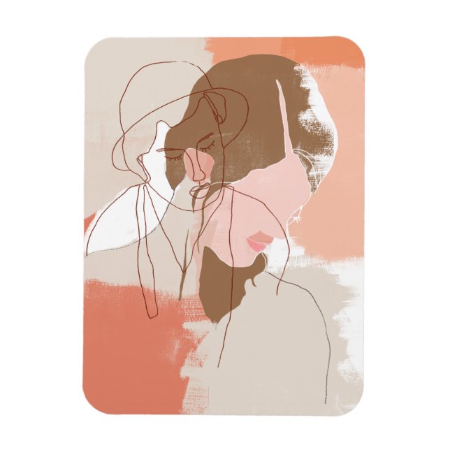 Färgad kontur, Female Porträtt Magnet (Vertikal)