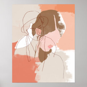 Färgad kontur, Female Porträtt Poster