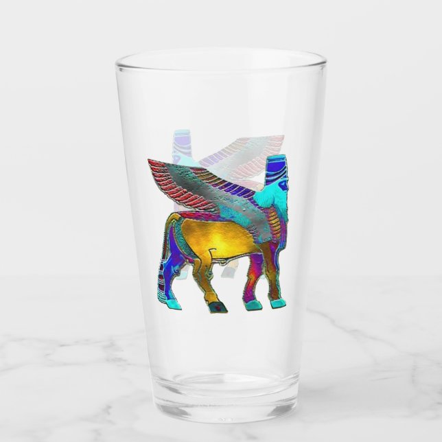 Färgad Lamassu Glass Kopp (Framsida)