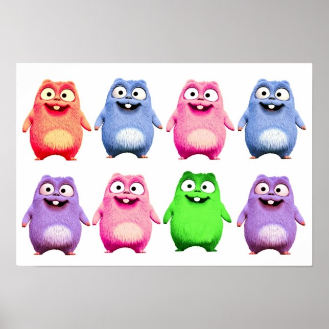 Färgad lemmings och grizzy tabodi-barn poster (Framsidan)