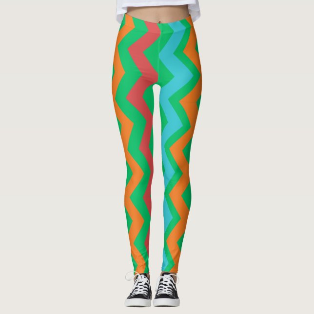 färgad linjer leggings (Framsida)