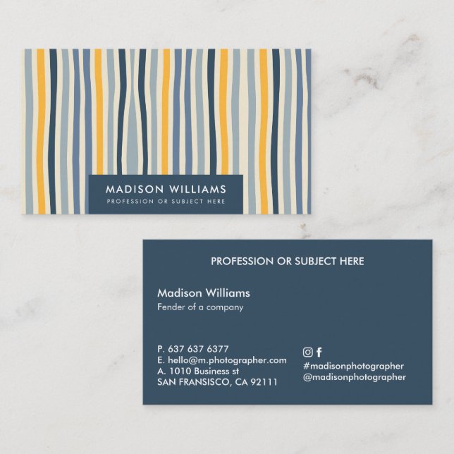 Färgad Linjer Snyggt Trendig Modern Business Visitkort (Fram/baksida)