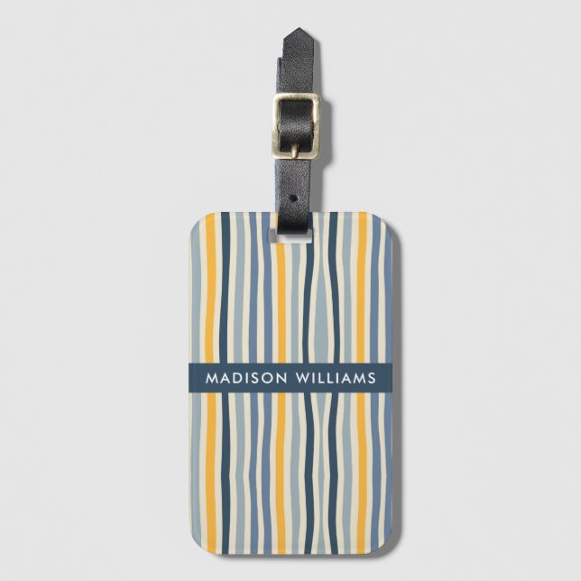 Färgad Linjer Språktaggar Bagagebricka (Framsida vertikal)