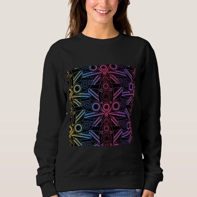 Färgad Lotus Rainbow Black T Shirt (Framsida)