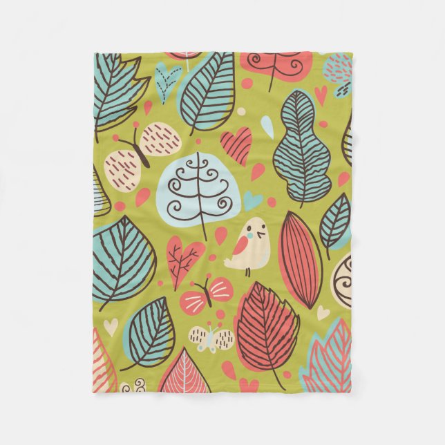 Färgad Löv Fleece Blanket (Framsidan)