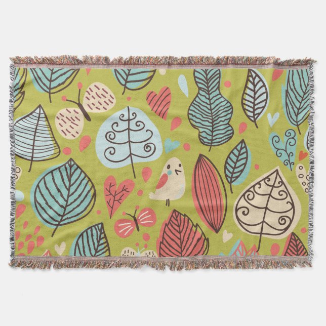 Färgad Löv Throw Blanket Filt (Framsidan)