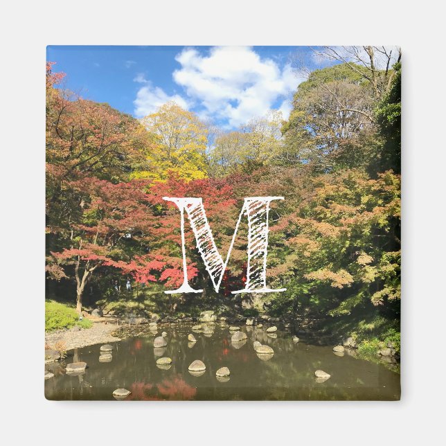 Färgad Maple Träd by Pond Magnet (Framsidan)