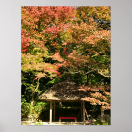 Färgad Maple Träd och Rest House Poster