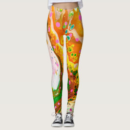 Färgad Marmorerad Abstrakt Swirl Leging Leggings