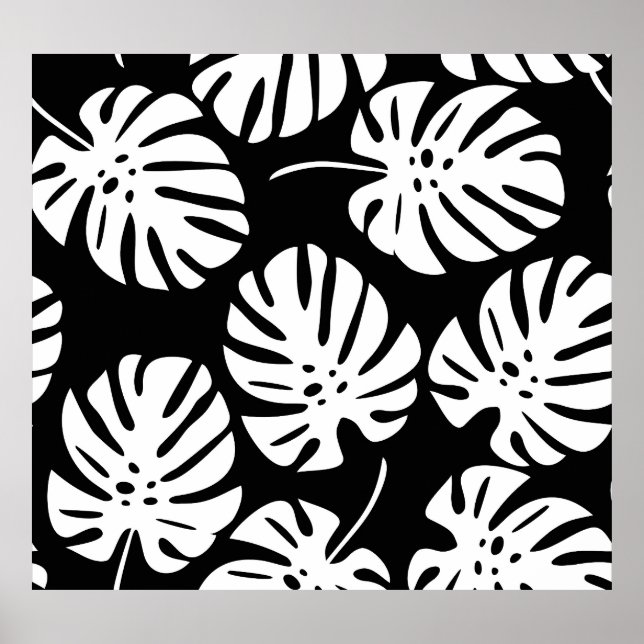Färgad Monstera Löv Blommigt Abstrakt  Poster (Framsidan)