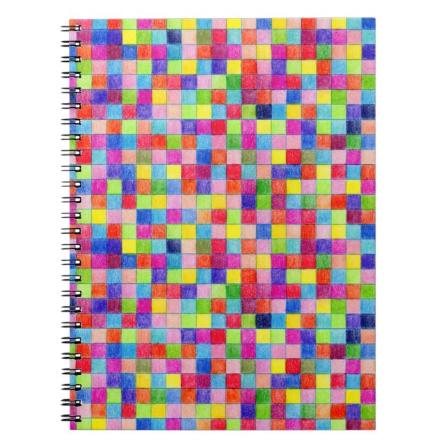 Färgad multifärgad i Pappra kvadrater Mönster Anteckningsbok (Framsidan)
